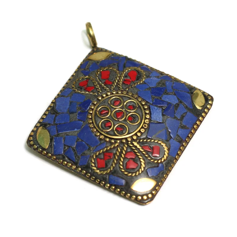 1 Pc Tibetan Pendant Multicolor 2.5 Inch