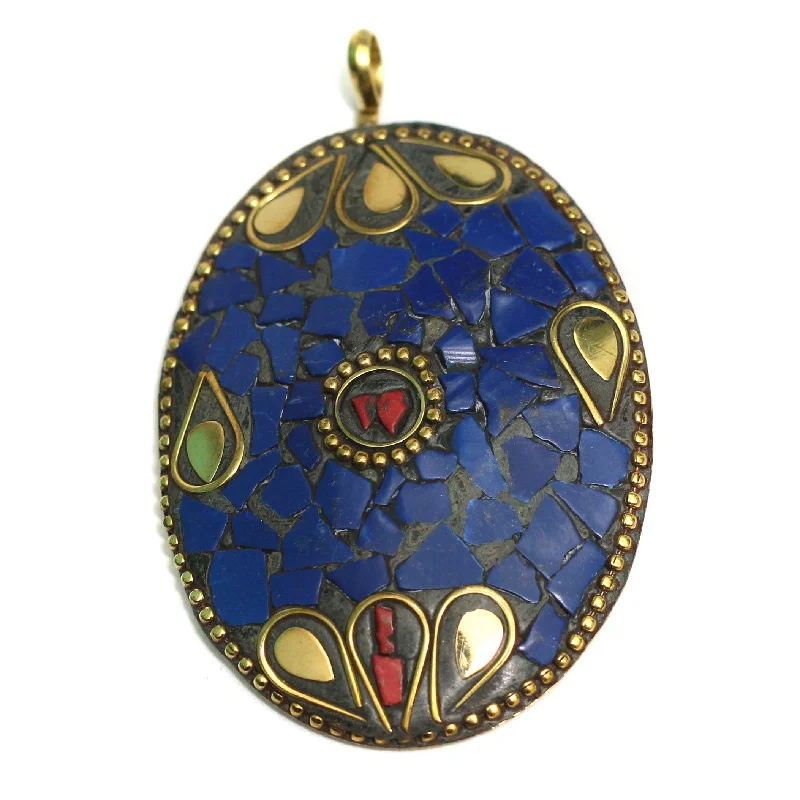 1 Pc Tibetan Pendant Multicolor 2.75 Inch