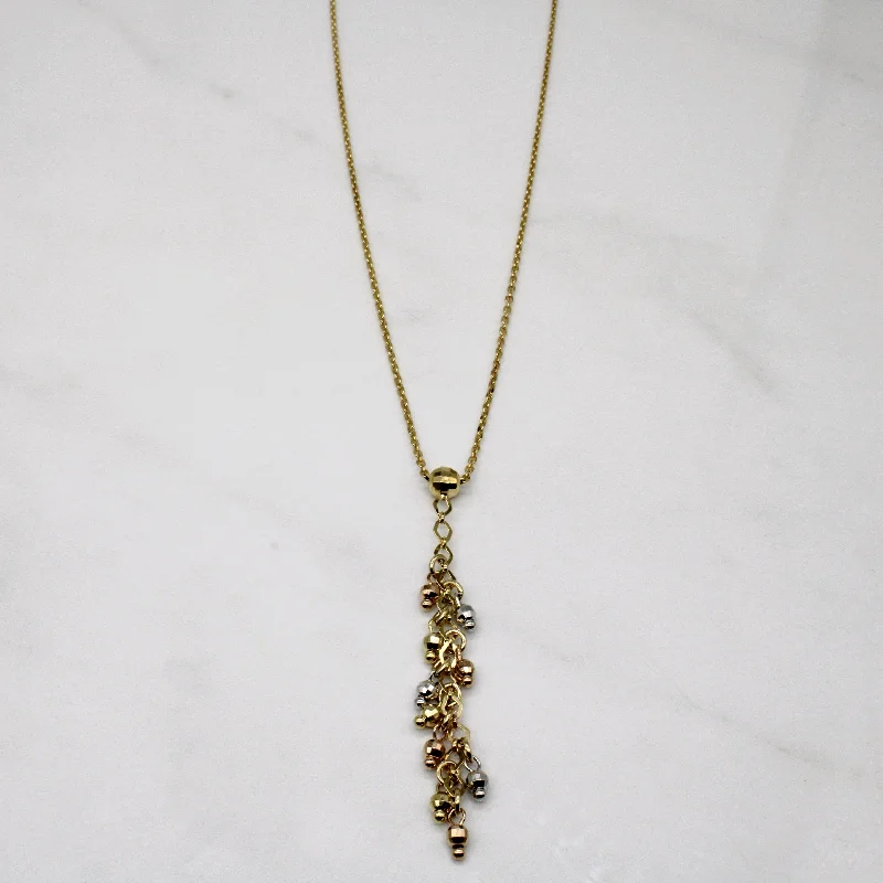 genuine amber pendant necklace Italian 10k Tri Tone Gold Drop Bead Pendant & Necklace | 16" |