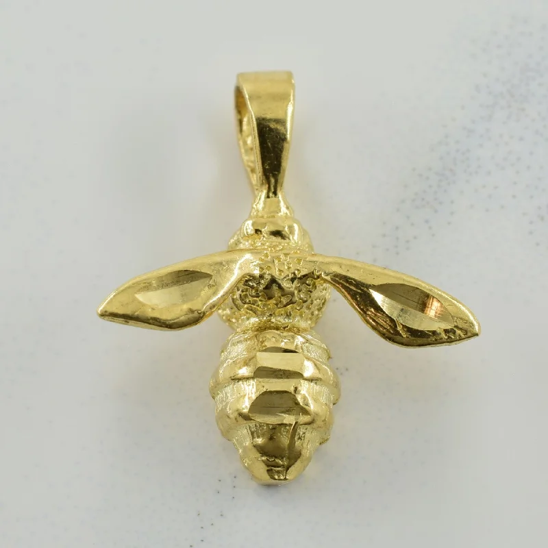 adjustable charm bracelet sterling silver 10k Yellow Gold Bee Pendant |