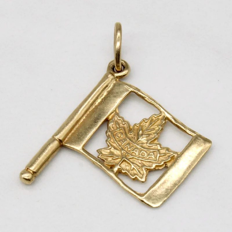 braided wedding ring men 10k Yellow Gold Canadian Flag Charm