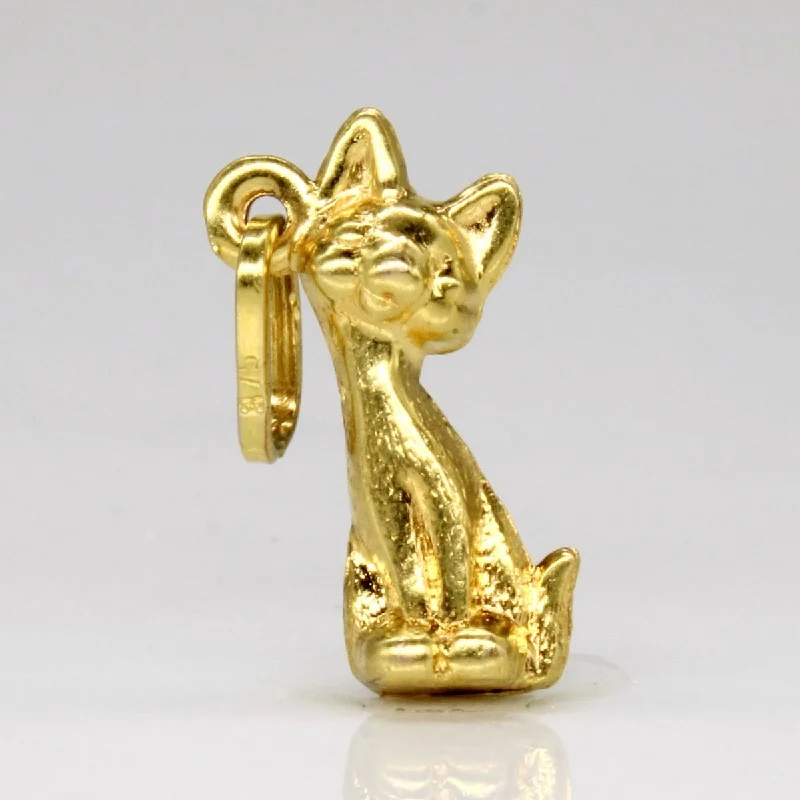 chunky statement cuff bracelet 10k Yellow Gold Cat Charm