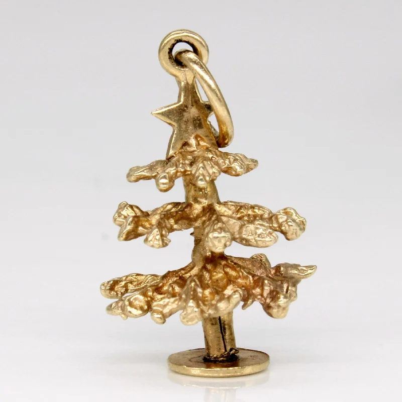 minimalist threader earrings gold 10k Yellow Gold Christmas Tree Charm