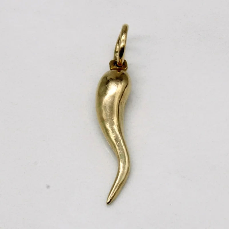 cubic zirconia tennis necklace 10k Yellow Gold Corno Charm
