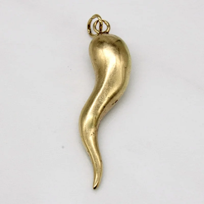 minimalist diamond stud earrings 10k Yellow Gold Corno Pendant