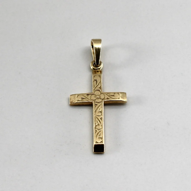 handcrafted filigree ring silver 10k Yellow Gold Cross Pendant