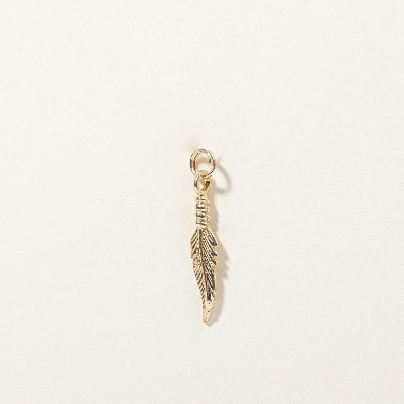 10k Yellow Gold Feather Charm