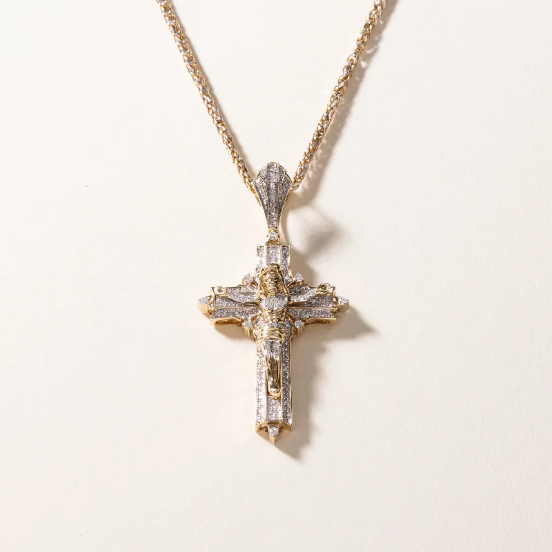 10k Yellow Gold Diamond Cross Necklace | 0.54ctw | 20"