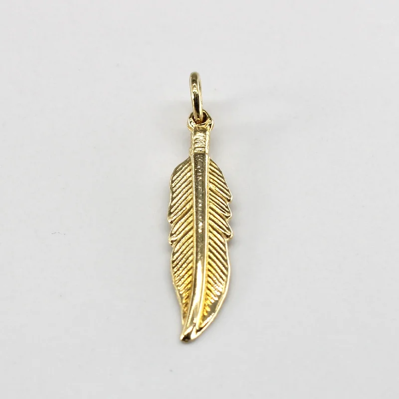 bold statement ring chunky 10k Yellow Gold Leaf Pendant