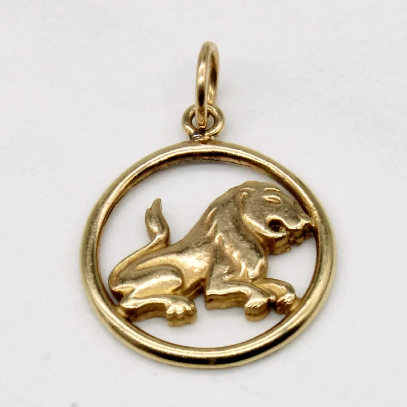 hypoallergenic earrings for sensitive ears 10k Yellow Gold Lion Charm