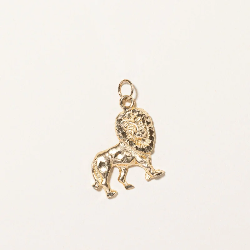 rose quartz bracelet healing 10k Yellow Gold Lion Charm