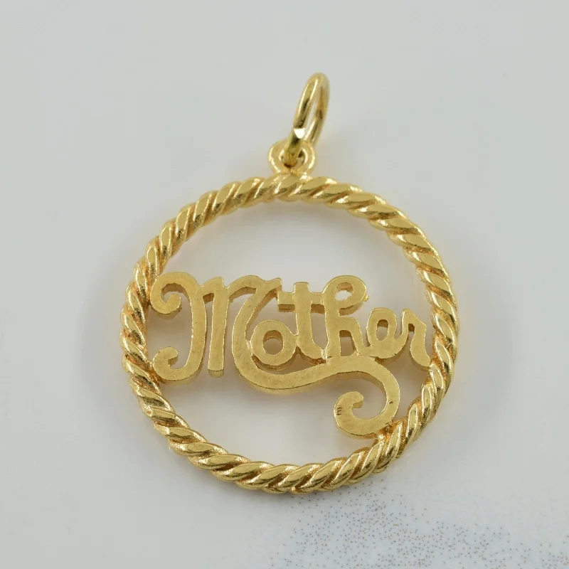 gold choker necklace simple 10k Yellow Gold 'Mother' Charm |
