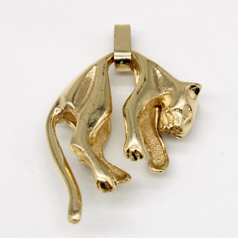 diamond halo engagement ring 10k Yellow Gold Panther Pendant