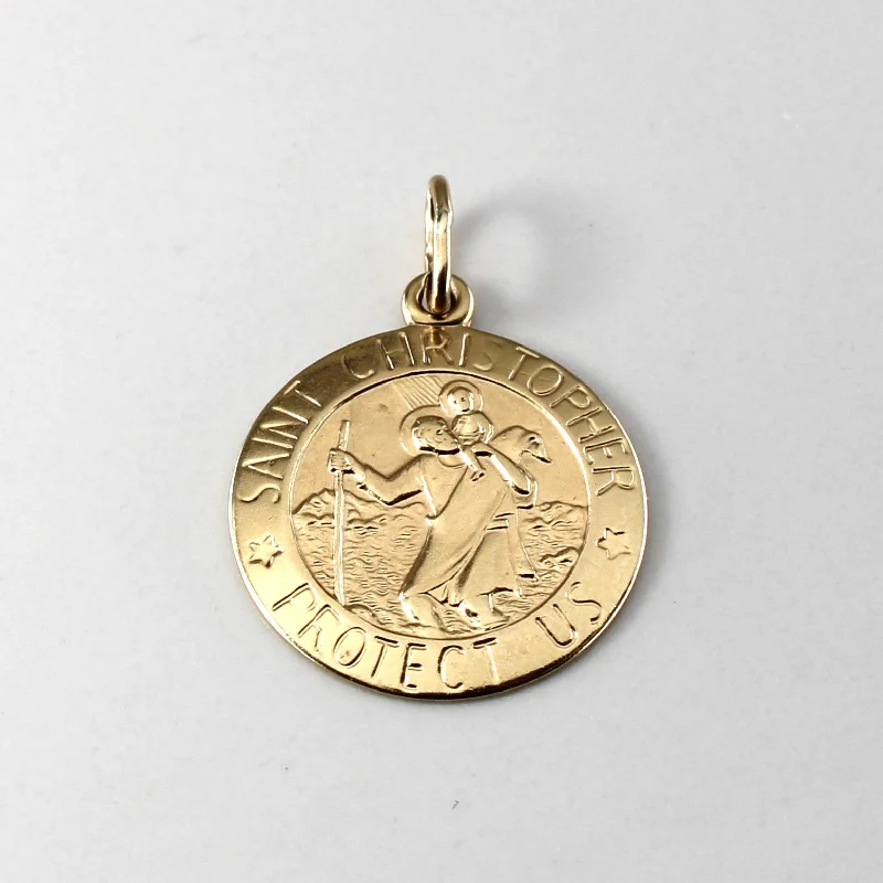 classic pearl choker necklace 10k Yellow Gold Saint Christopher Travellers Pendant