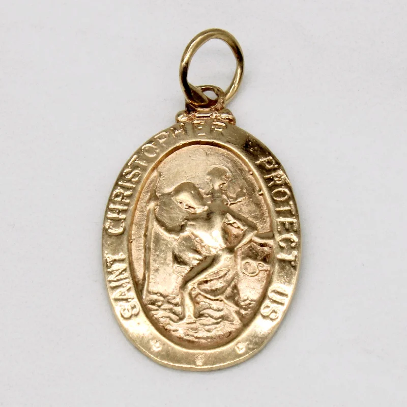 unique diamond stud earrings 10k Yellow Gold Saint Christopher Charm