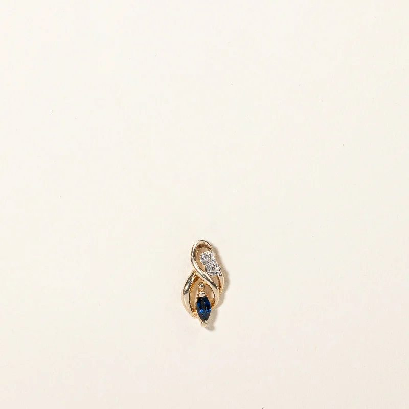 minimal diamond bar necklace 10K Yellow Gold Sapphire and Diamond Pendant | 0.158ct, 0.01ctw
