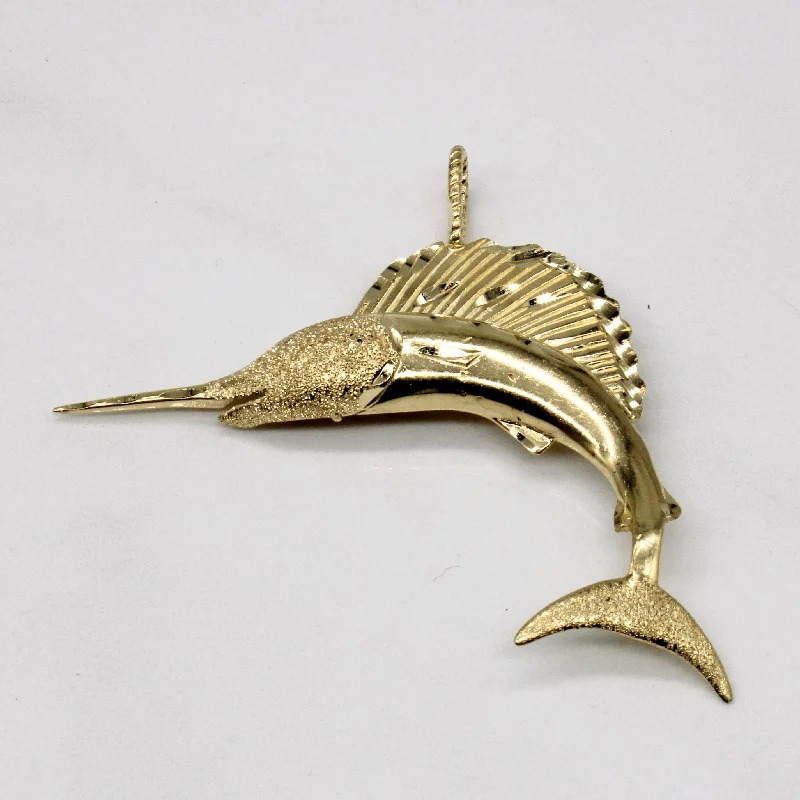 cubic zirconia eternity necklace 10k Yellow Gold Swordfish Pendant