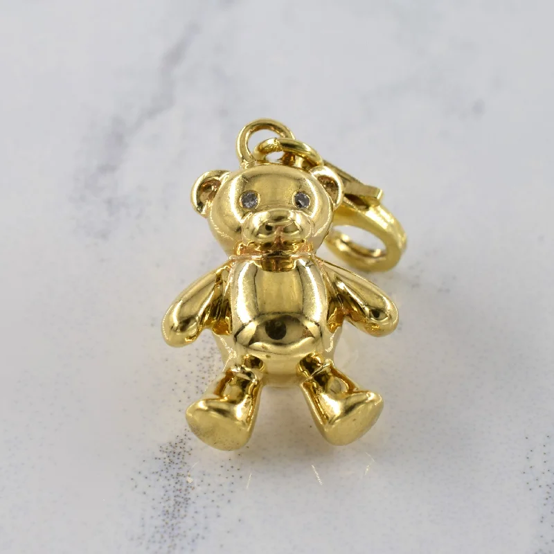 thin silver chain necklace 10k Yellow Gold Teddy Bear Charm |