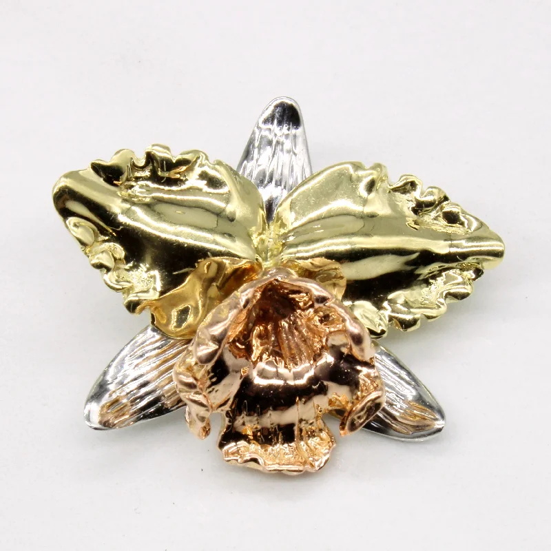 engraved pendant necklace 14k Tri Tone Gold Flower Pendant