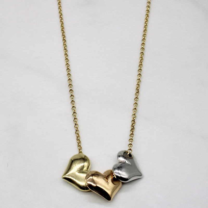 celestial star ring gold 14k Tri Tone Gold Heart Charm Necklace | 17" |