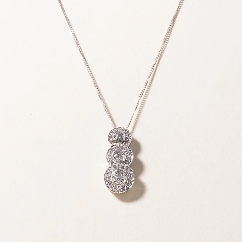 14k White Gold Diamond Necklace | 1.00ctw | 16"