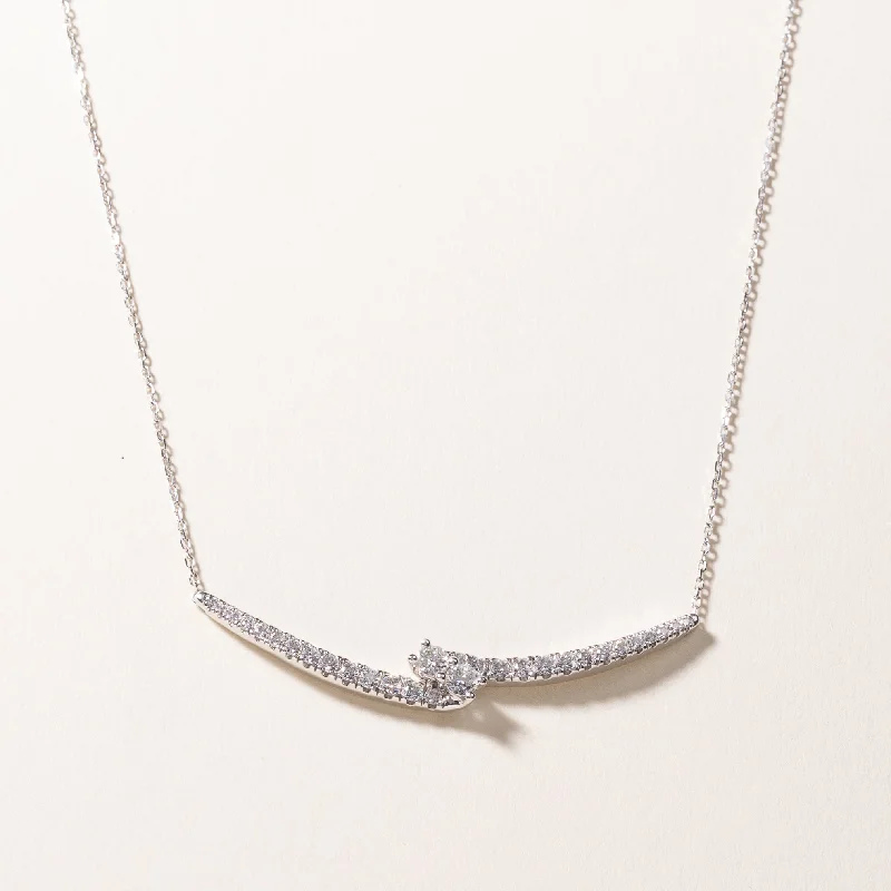 14k White Gold Diamond Necklace | 1.02ctw | 17"-18"-19"