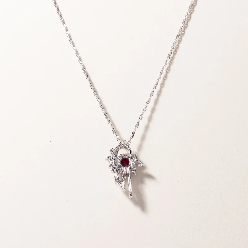 14k White Gold Ruby & Diamond Necklace | 1.65ct, 0.45ctw | 16"