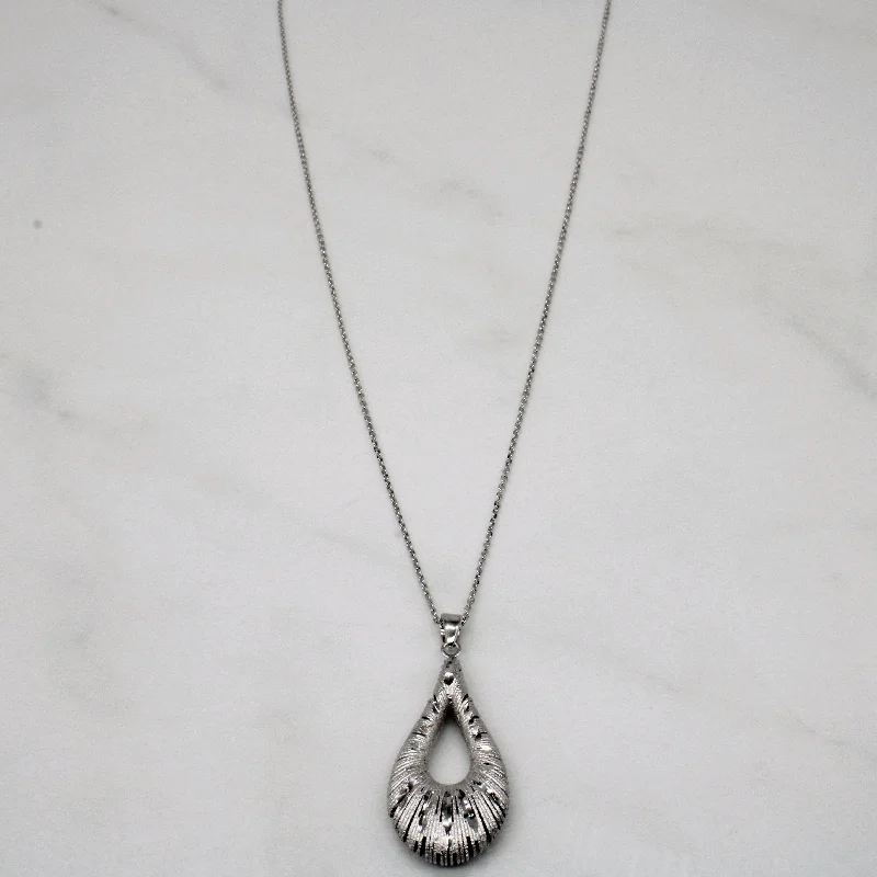 hammered gold stacking rings 14k White Gold Teardrop Pendant & Necklace | 18" |