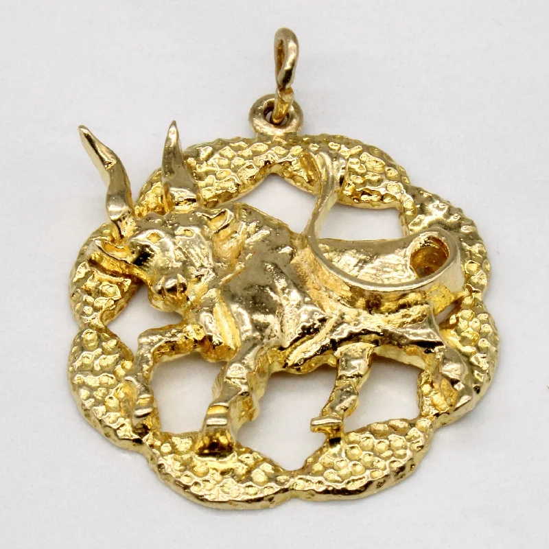 silver arrow pendant necklace 14k Yellow Gold Bull Pendant