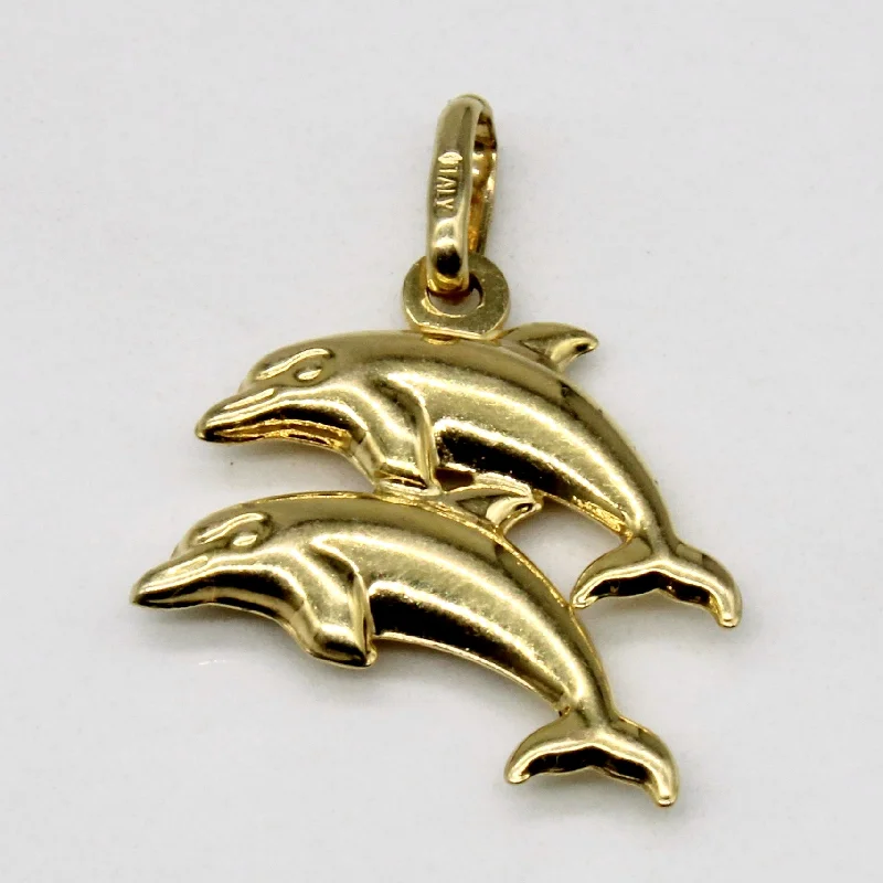 dainty gold chain earrings 14k Yellow Gold Dolphin Charm