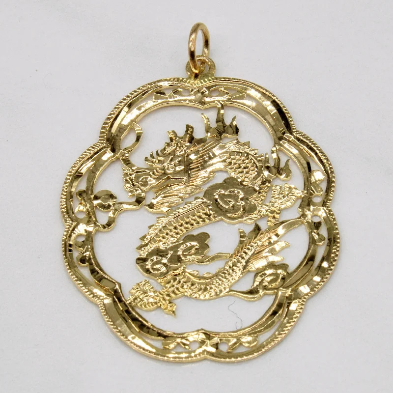 gemstone teardrop earrings 14k Yellow Gold Dragon Pendant