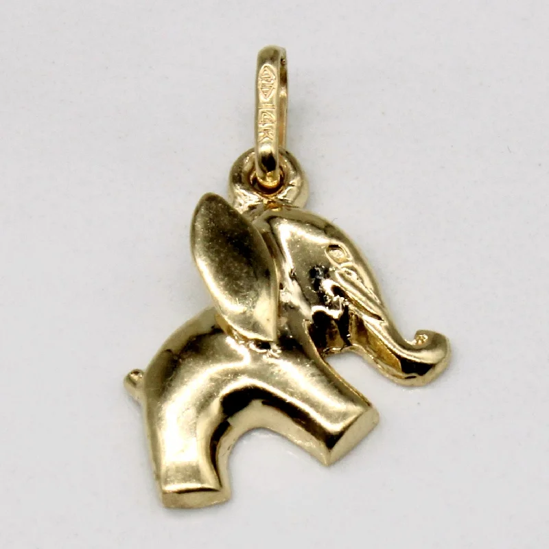 vintage flower brooch pin 14k Yellow Gold Elephant Charm