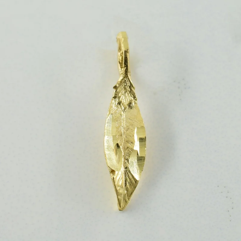 moissanite engagement ring affordable 14k Yellow Gold Feather Pendant |