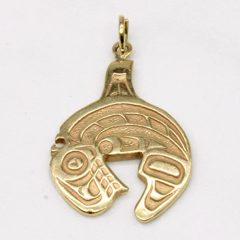 unique gemstone necklace handmade 14k Yellow Gold Indigenous Art Charm