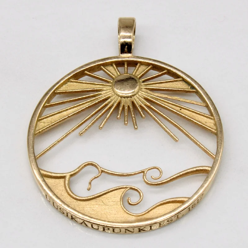 gold wedding band for men 14k Yellow Gold Ocean View Pendant