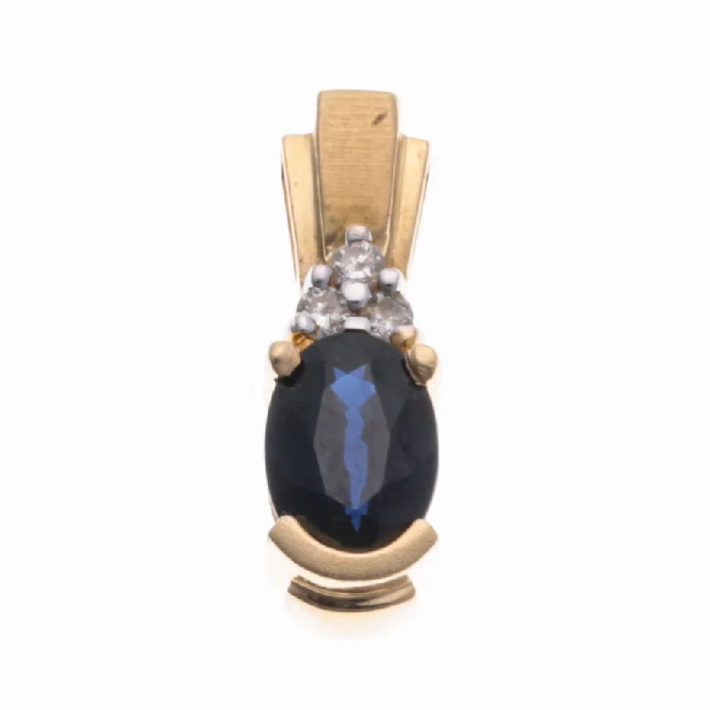 modern geometric earrings gold 14K Yellow Gold Sapphire & Diamond Pendant | 1.08ct, 0.045ctw