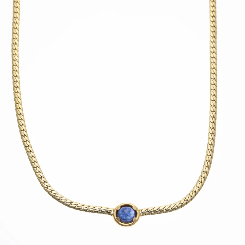 double-layered choker necklace 14K Yellow Gold Sapphire Necklace | 1.60ct | 15" |