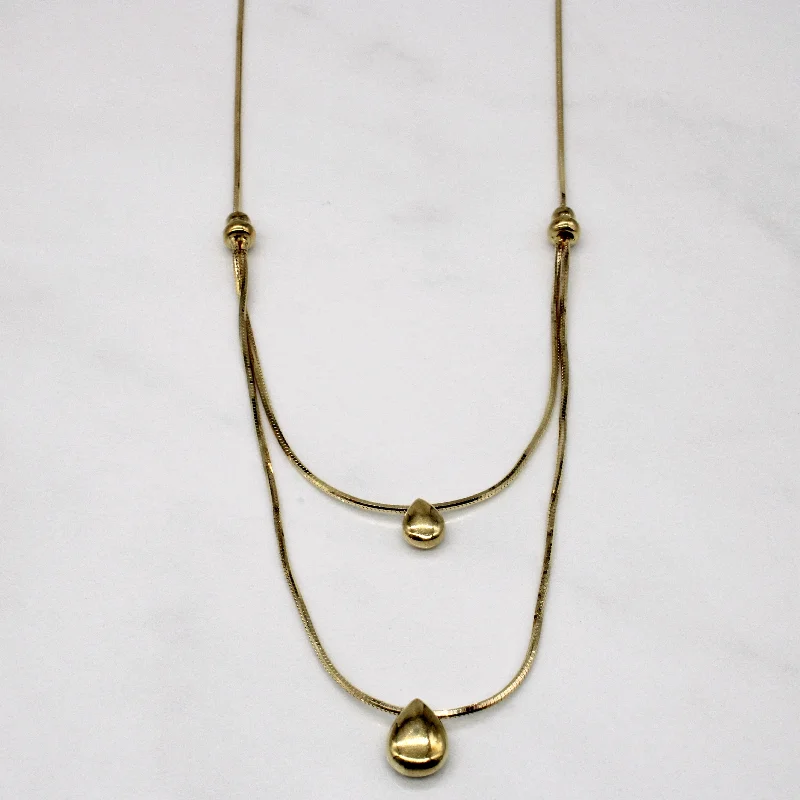 oval cut engagement ring platinum Italian 14k Yellow Gold Teardrop Charm Necklace | 17" |