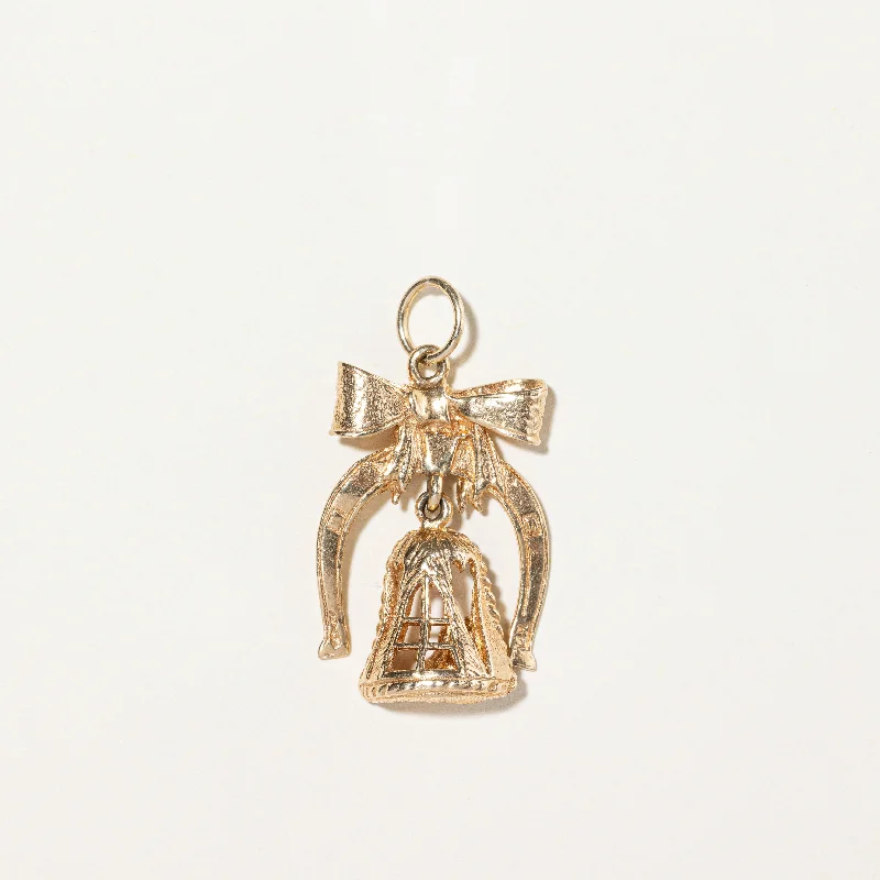 minimalist sapphire drop necklace 14k Yellow Gold Wedding Bell Charm