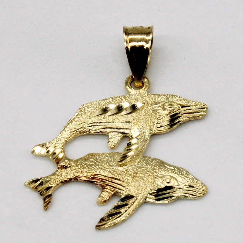 vintage gold engagement ring 14k Yellow Gold Whale Charm