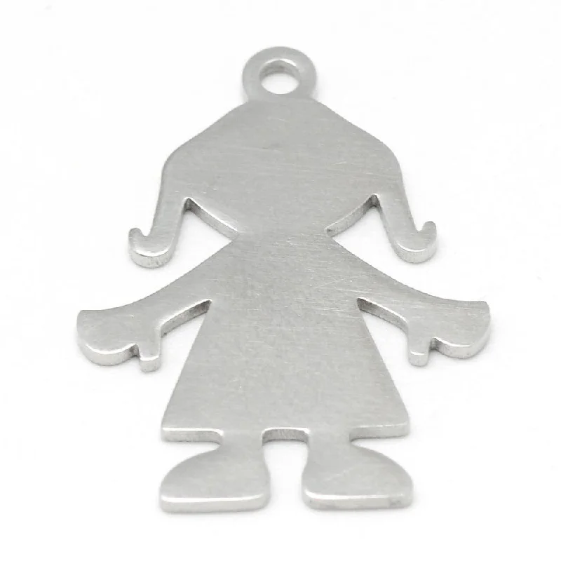 22.5x17.5mm Girl Silhouette Stainless Steel Pendants