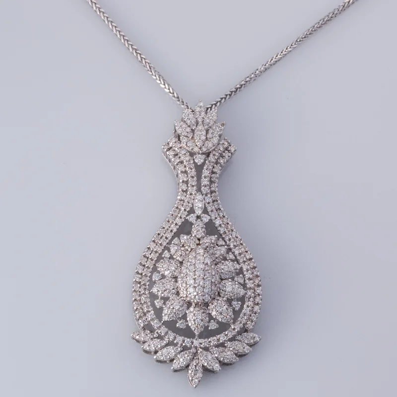 real turquoise drop earrings 18K White Gold Diamond Necklace | 4.85ctw | 20"|