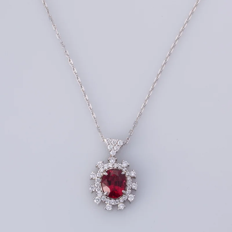 bold chunky cocktail ring 18K White Gold Garnet and Diamond Necklace | 3.61ct, 0.90ctw | 18"|