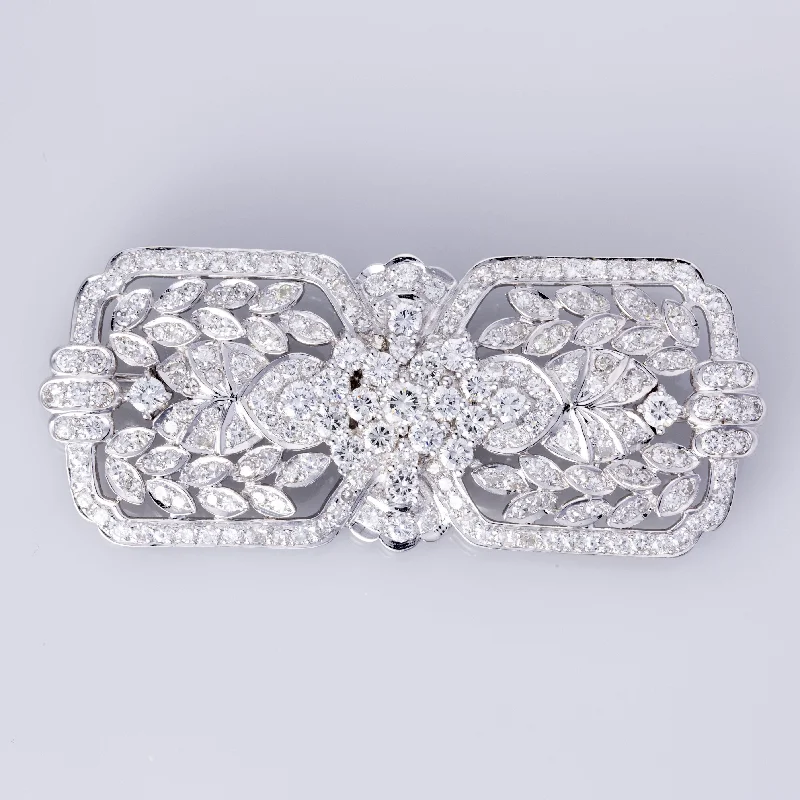 handmade beaded stretch bracelet 18K White Gold Diamond Brooch | 6.07ctw