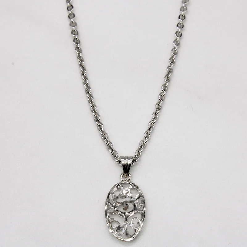 celestial moonstone ring gold 18k White Gold Pendant & Necklace | 17" |