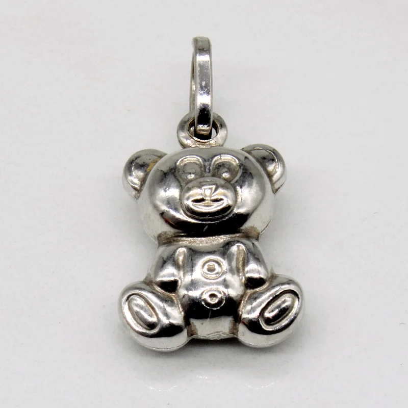 delicate floral wedding band 18k White Gold Teddy Bear Charm