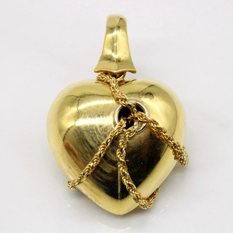 adjustable rope bracelet handmade 18k Yellow Gold Chained Heart Pendant
