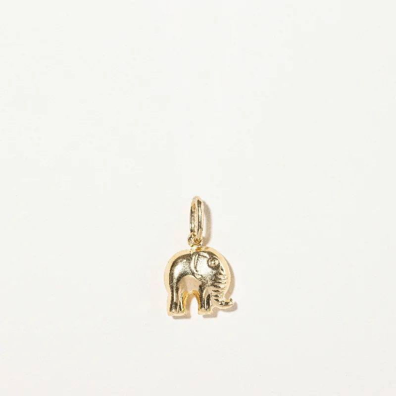 personalized silver cuff bracelet 18k Yellow Gold Elephant Charm