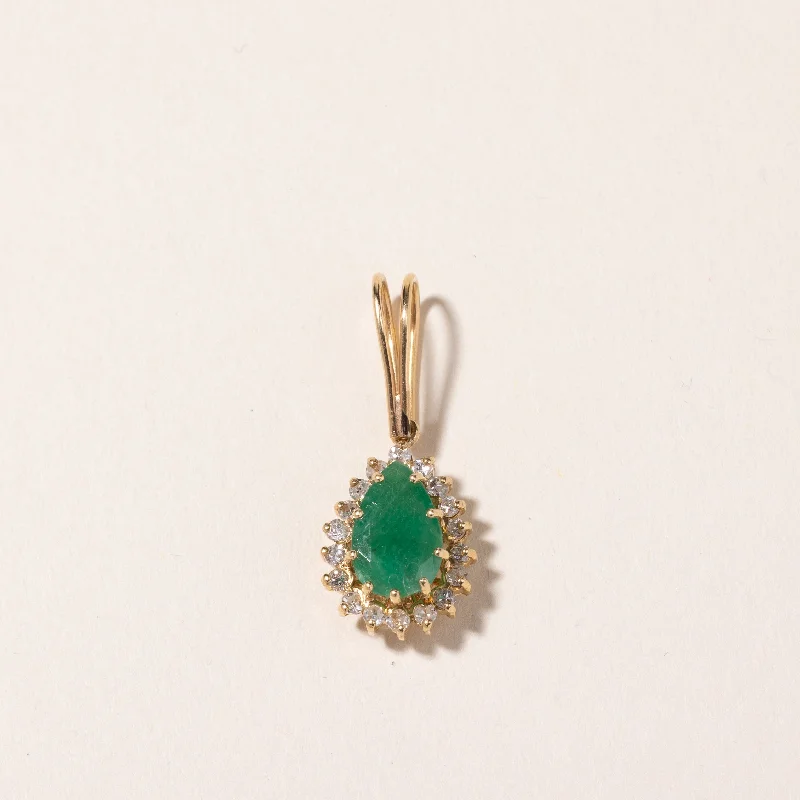 18k Yellow Gold Emerald & Diamond Pendant | 1.14ct, 0.34ctw |