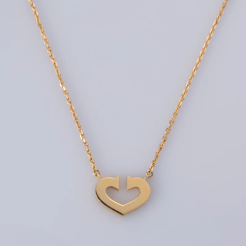 twisted rope gold chain 18K Yellow Gold "Cartier C de Heart" Necklace | 16"